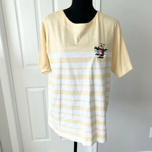 Vintage Tail Baby Yellow Striped Golf Embroidery Relaxed Fit Cotton Short Sleeve
